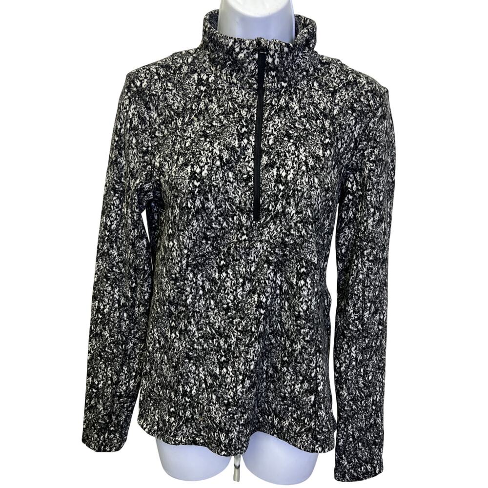 🕷️ Spyder Active Womens S Black White Abstract Print 1/4 Zip Athletic Pullover